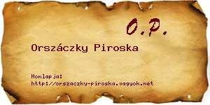 Orszáczky Piroska névjegykártya