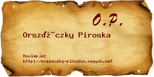 Orszáczky Piroska névjegykártya