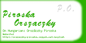 piroska orszaczky business card