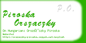 piroska orszaczky business card